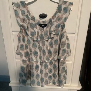Westbound Teal and Cream Patterned Blouse